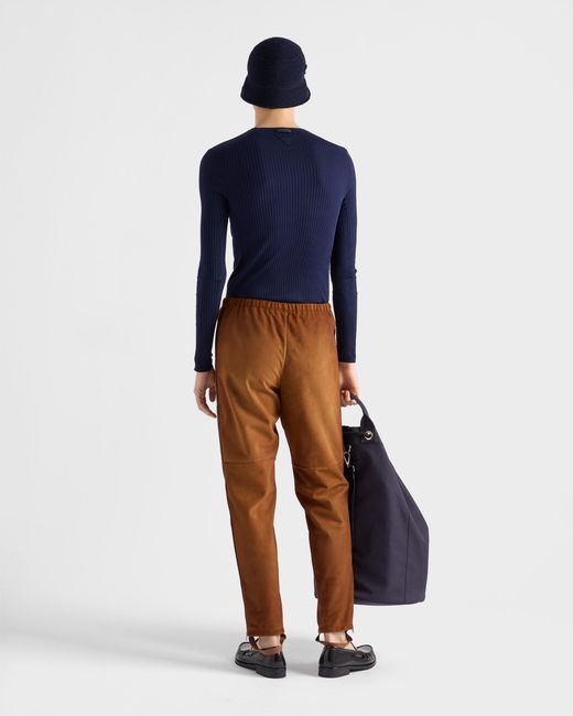 Prada Brown Suede Joggers for men