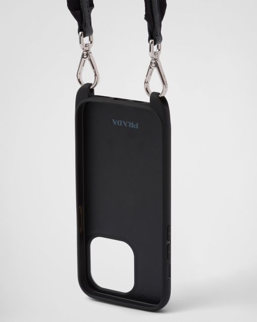 Prada Metallic Saffiano Leather Cover For Iphone 14