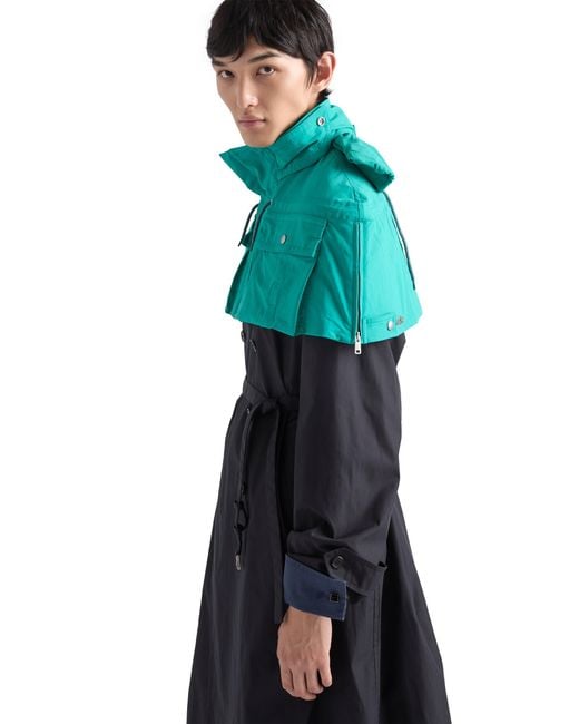 Prada Blue Technical Fabric Capelet for men