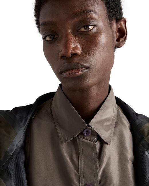 Prada Gray Short-Sleeved Taffeta Shirt