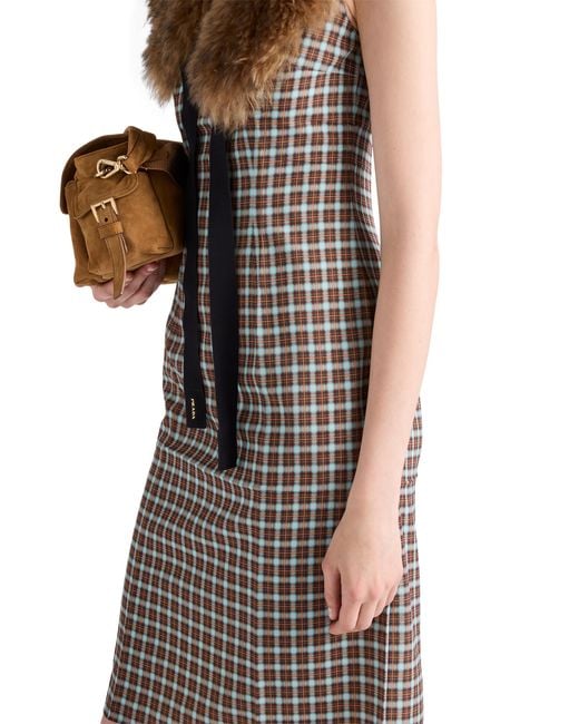 Prada Natural Checked Georgette Dress