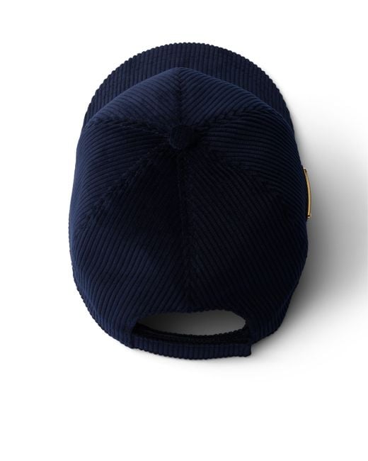 Prada Blue Baseballkappe Aus Cord, Damen, Größe