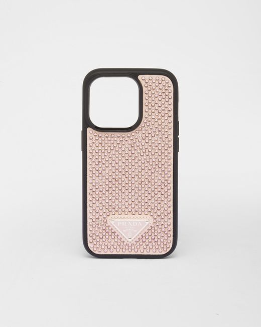 Cover In Raso Per Iphone 14 Pro di Prada in Pink