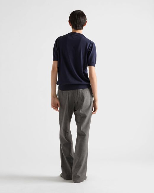 Pull À Col Rond En Coton Prada pour homme en coloris Blue