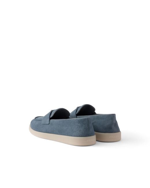 Prada Blue Suede Loafers, Size 6 for men