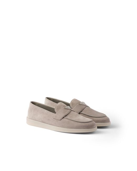 Prada White Suede Loafers for men