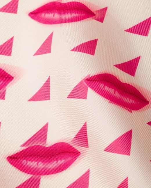 Prada Pink Printed Silk Twill Scarf 55