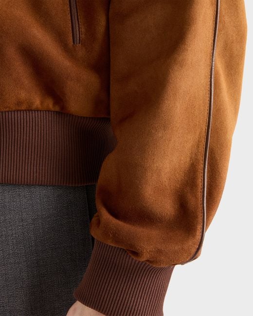 Prada Brown Suede Blouson Jacket for men