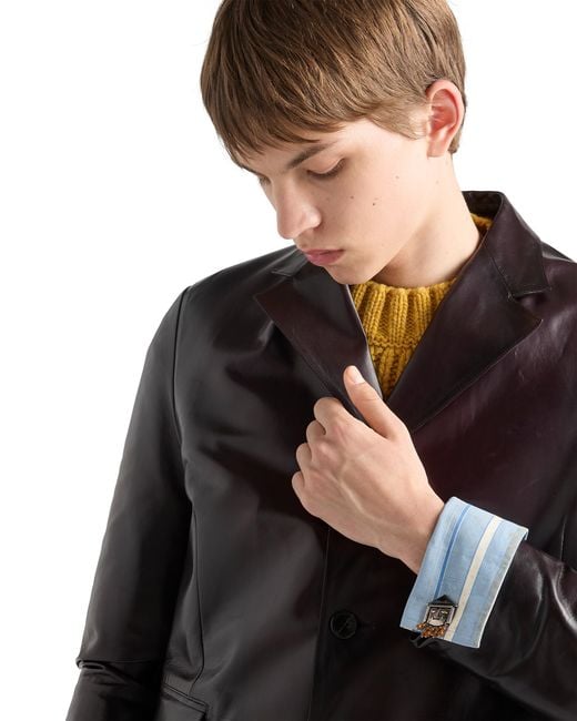 Prada Black Nappa Leather Coat for men