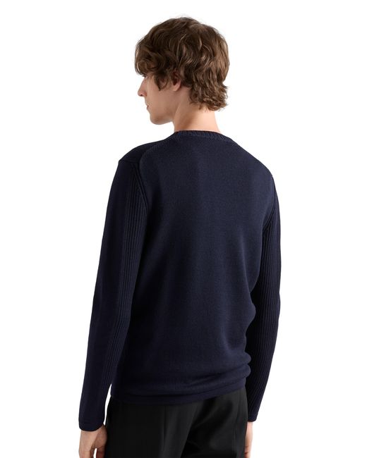 Prada Blue Wool Sweater for men