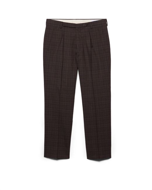 Prada Gray Prince Of Wales Check Wool Pants for men