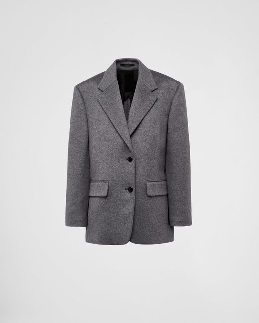 Prada Gray Single-breasted Cashmere Jacket