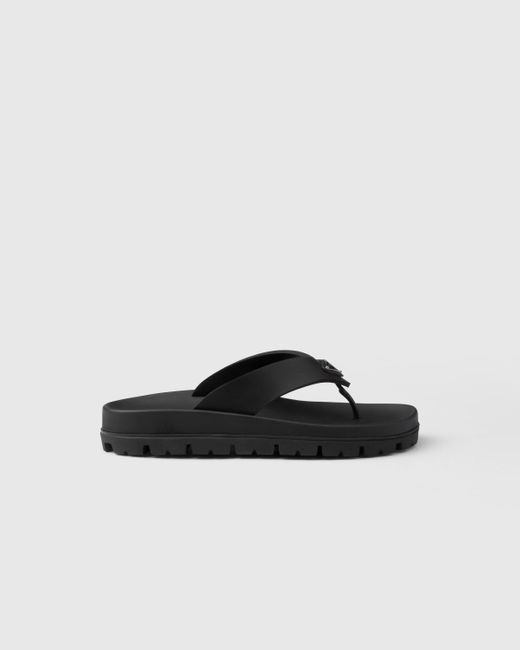 Prada Black Rubber Thong Sandals
