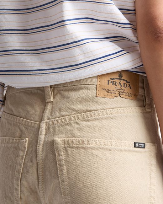 Prada Natural Five-Pocket Denim Jeans, Sand