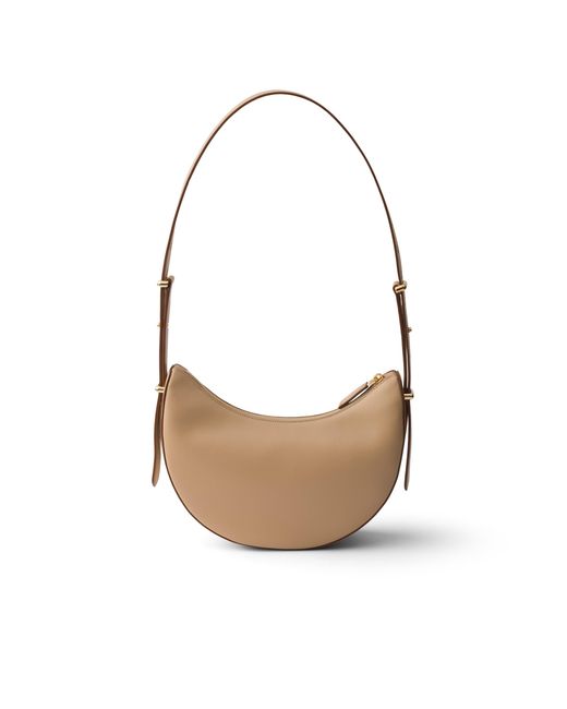 Prada White Arqué Small Leather Shoulder Bag