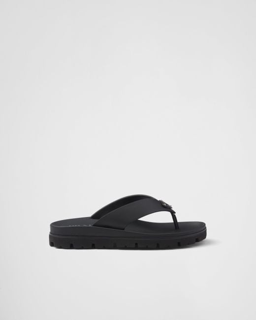 Prada Black Rubber Thong Sandals for men