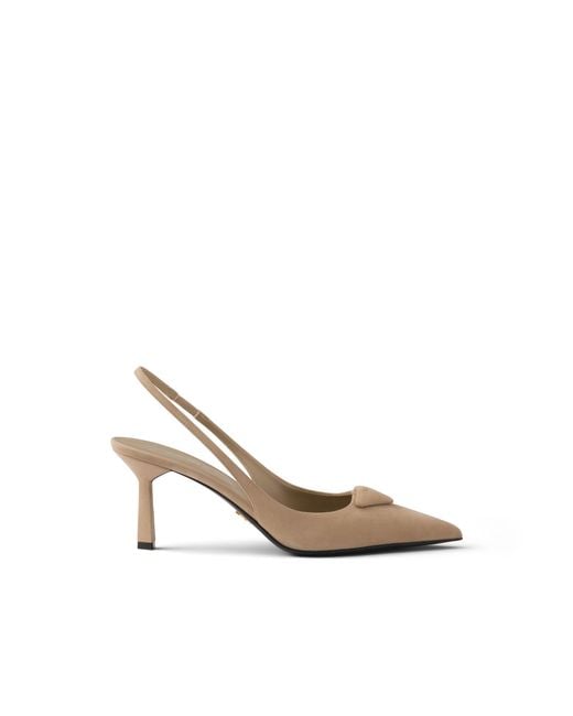 Prada White Suede Slingback Pumps