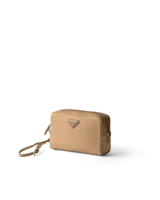 Pouch Pequeño De Re-Nylon, Mujer Prada de color Natural