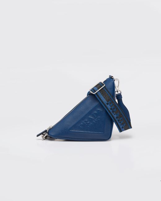 Prada Blue Saffiano Triangle Bag for men