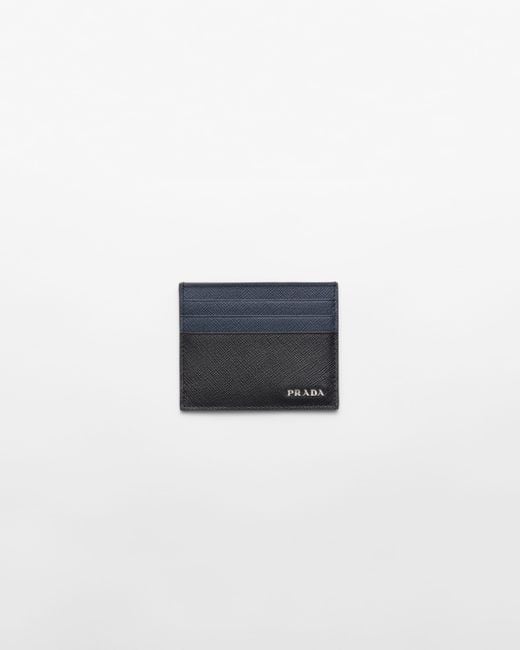 Prada Blue Saffiano Leather Card Holder for men