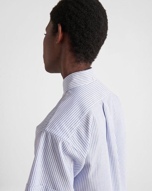 Prada White Short-sleeved Oxford Cotton Shirt