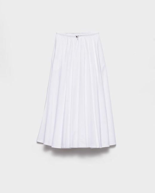 Prada White Reversible Cotton Jersey And Re-Nylon Circle Skirt
