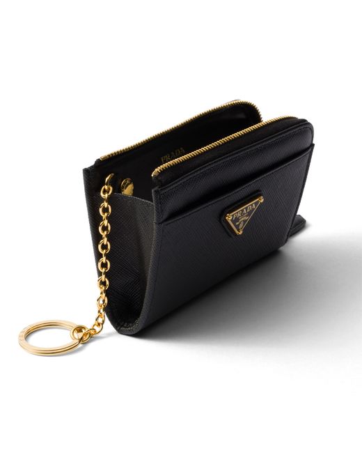Prada Black Saffiano Leather Keychain