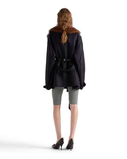 Prada Blue Single-Breasted Double Velour Caban Jacket