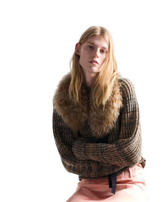 Prada Natural Wool And Cashmere Crew-Neck Sweater