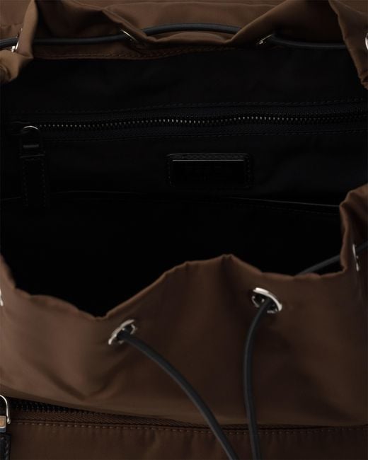 Prada Black Explore Re-Nylon And Leather Backpack for men