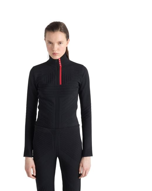 Jersey De Cuello Alto En Re-Nylon, Mujer, Talla Prada de color Blue