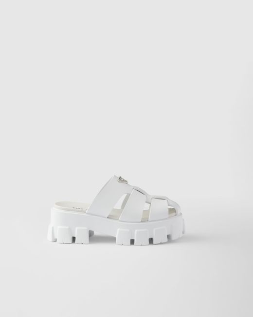 Prada White Monolith Rubber Mules