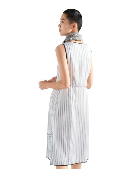 Prada White Striped Dress With Bow, Sapphire