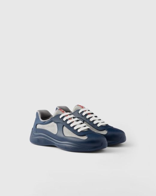 Prada Blue America's Cup Soft Rubber And Bike Fabric Sneakers for men