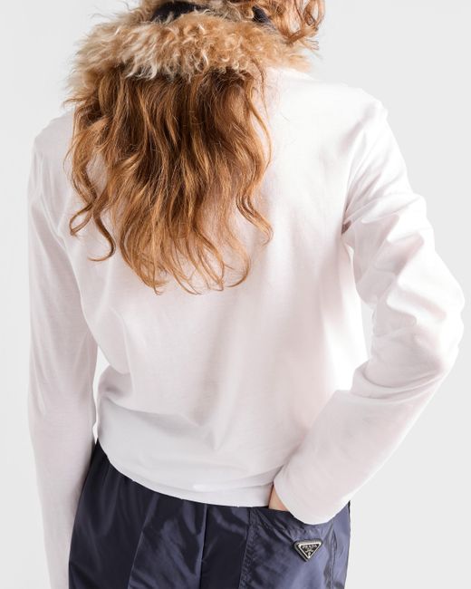 Prada White Cotton Long-Sleeve T-Shirt