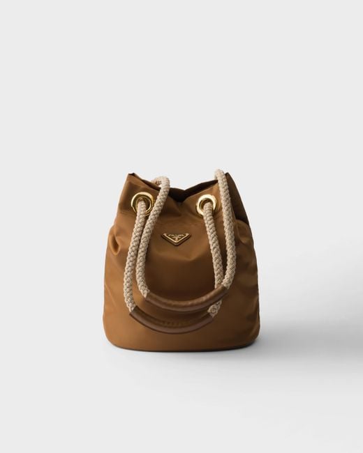 Prada Brown Kleine Mariner Bucket Bag Aus Re-Nylon
