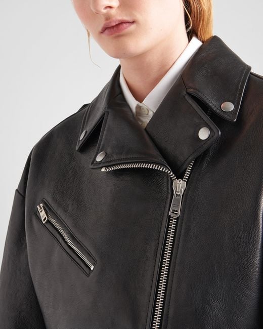 Prada Black Leather Biker Jacket
