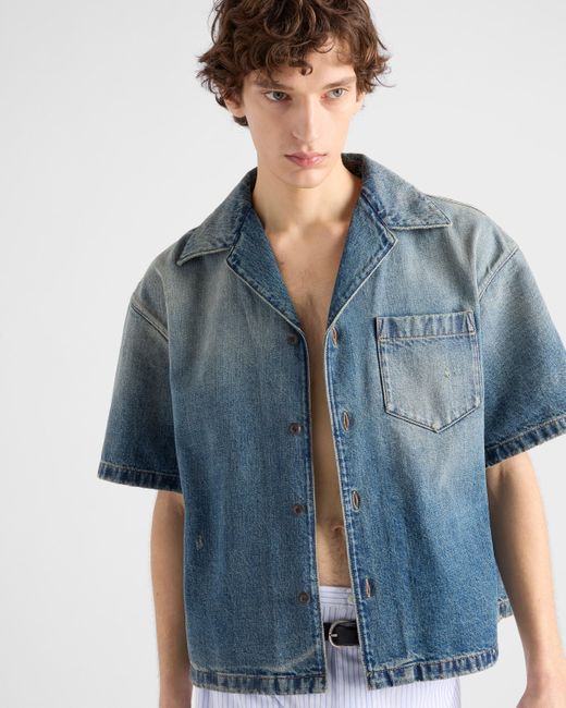 Camicia Bowling di Prada in Blue da Uomo