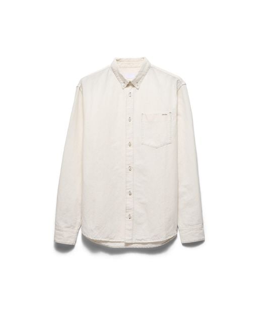 Prada White Chambray Shirt, Ecru for men