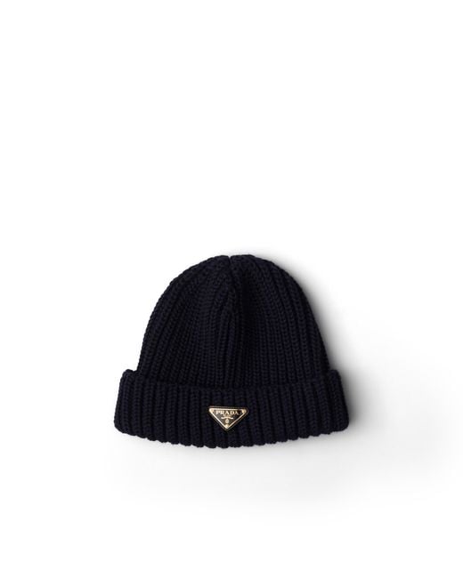 Prada Blue Strickmütze Aus Wolle, Damen, Größe