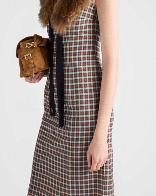 Prada Natural Checked Georgette Dress