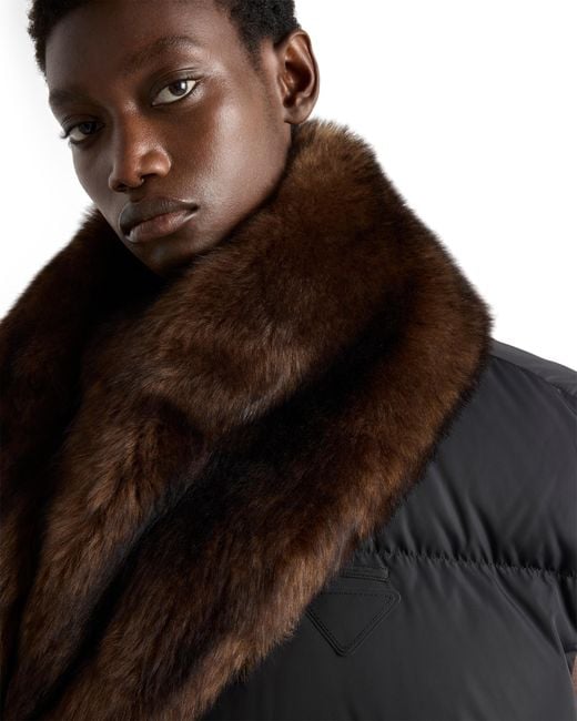 Prada Black Re-Nylon And Shearling Down Vest