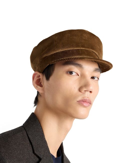 Prada Brown Corduroy Newsboy Cap for men