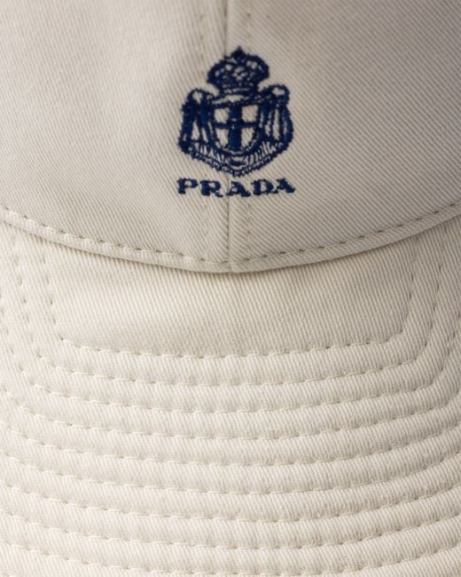 Prada White Old Gabardine Baseball Cap for men