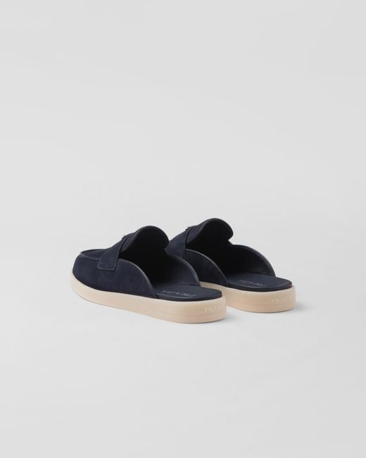 Prada Blue Suede Sabots, Size 9 for men