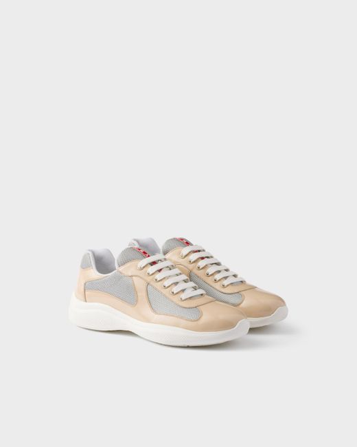 Prada White America's Cup Vernice Bike Low Top Sneaker for men