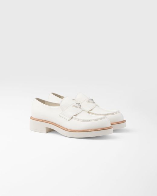 Prada White Leather Loafers for men