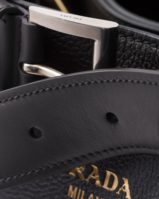 Prada Black Kleine Buckle Handtasche Aus Leder Mit Gürtel