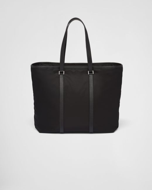 Prada Renylon And Saffiano Leather Tote Bag in Black for Men Lyst