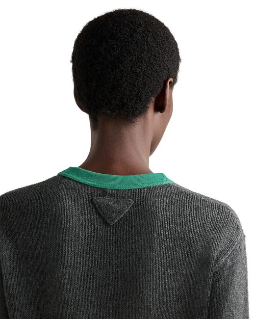 Prada Green Cashmere Crew-Neck Sweater, Slate